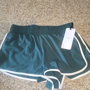 Varley Teal Athletic Shorts with White Trim